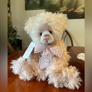 Charlie Bear mohair bear of the year 2023 pink purple